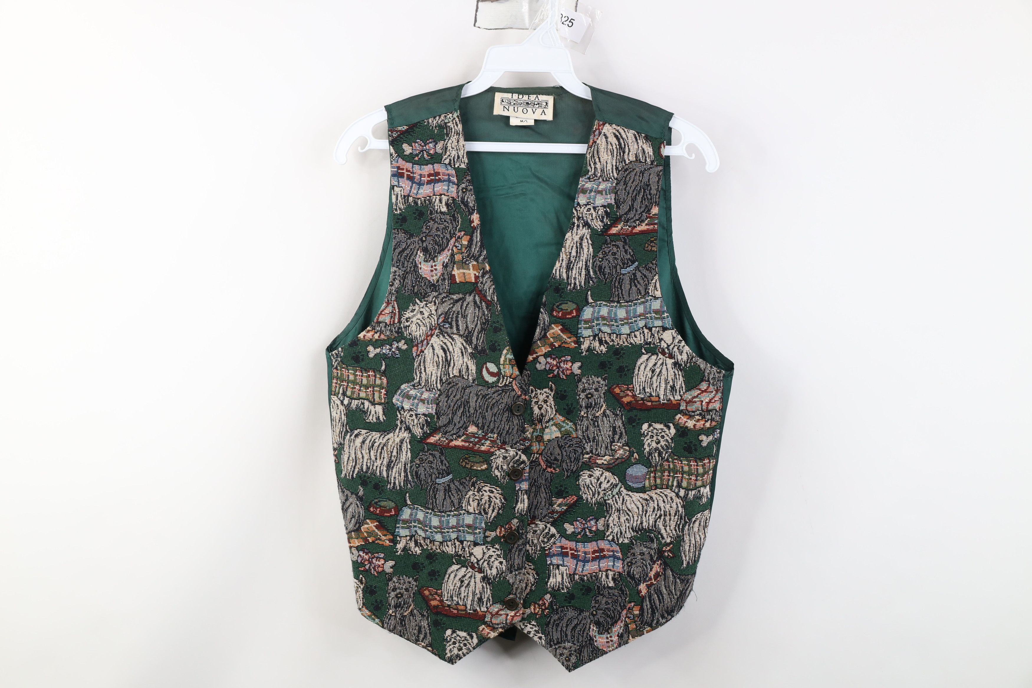 Vintage Vintage 90s Streetwear Needlepoint Dogs Tie Back Vest Jacket Size M / US 6-8 / IT 42-44 - 1 Thumbnail