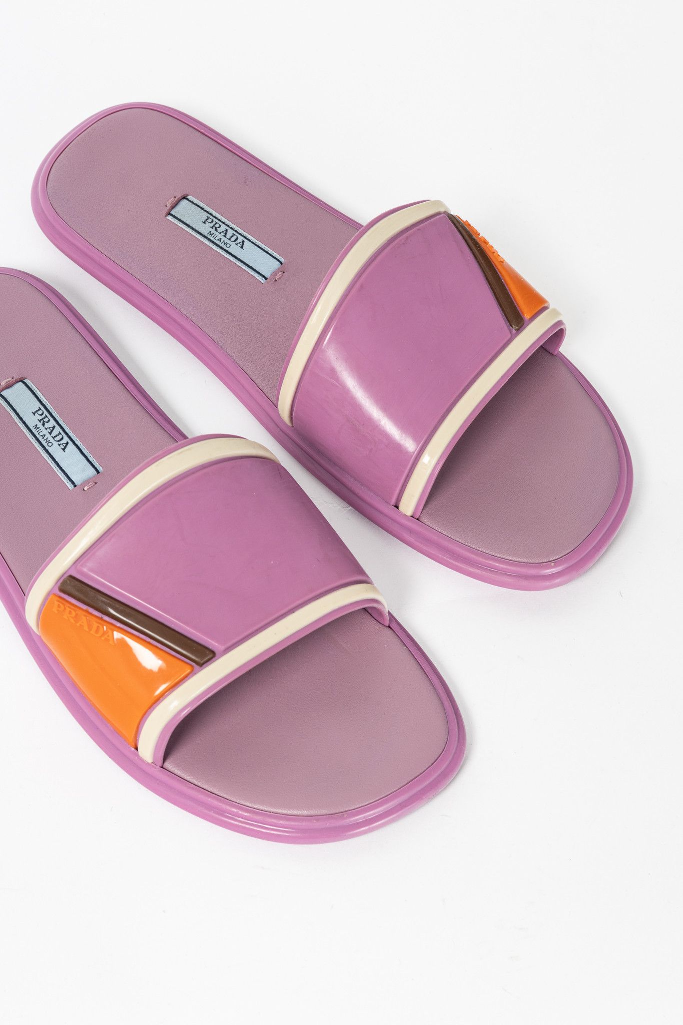 Prada Prada SS17 Runway Pink Color-Block Rubber & Leather Slides Size US 7.5 / IT 37.5 - 7 Thumbnail