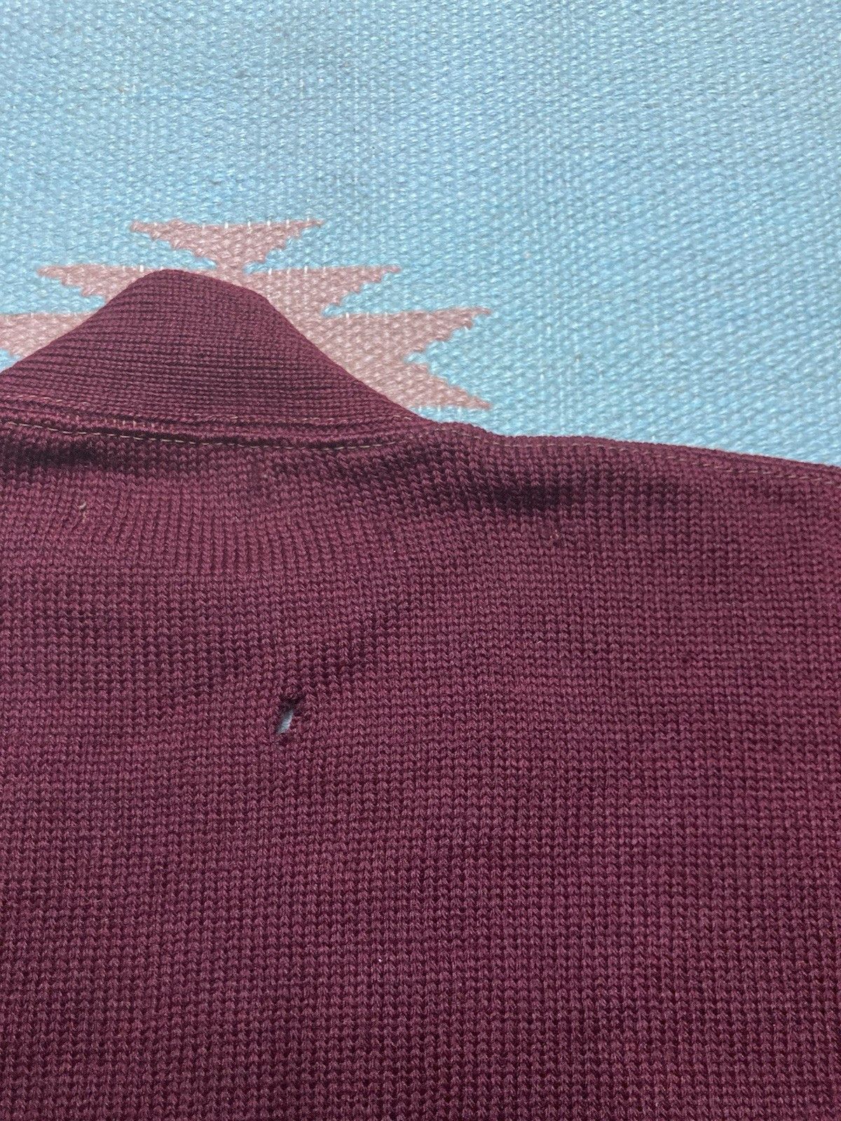 Vintage 1950s wool cardigan sweater button front maroon distressed M Size US M / EU 48-50 / 2 - 9 Thumbnail