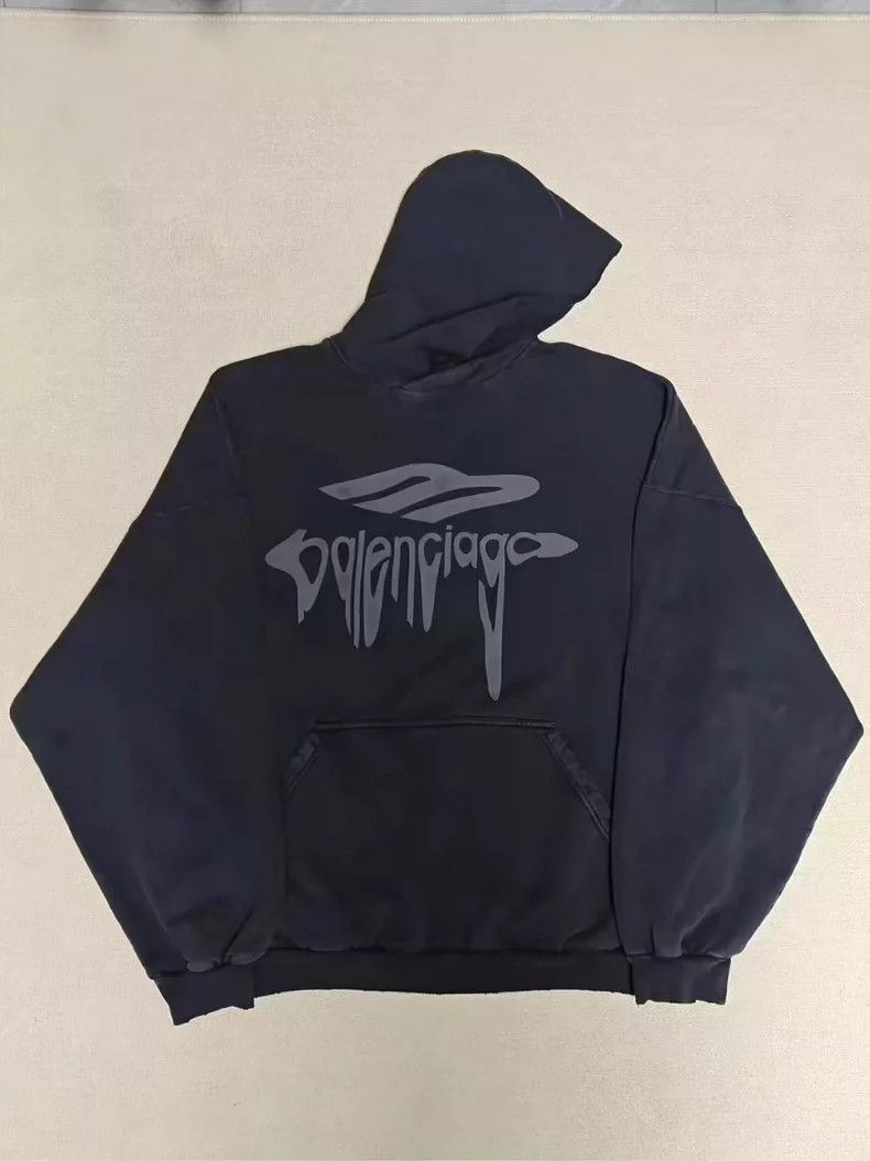 Balenciaga Balenciaga Dissolve 3B Liquified Wash Worn Hoodie Size US XS / EU 42 / 0 - 1 Thumbnail