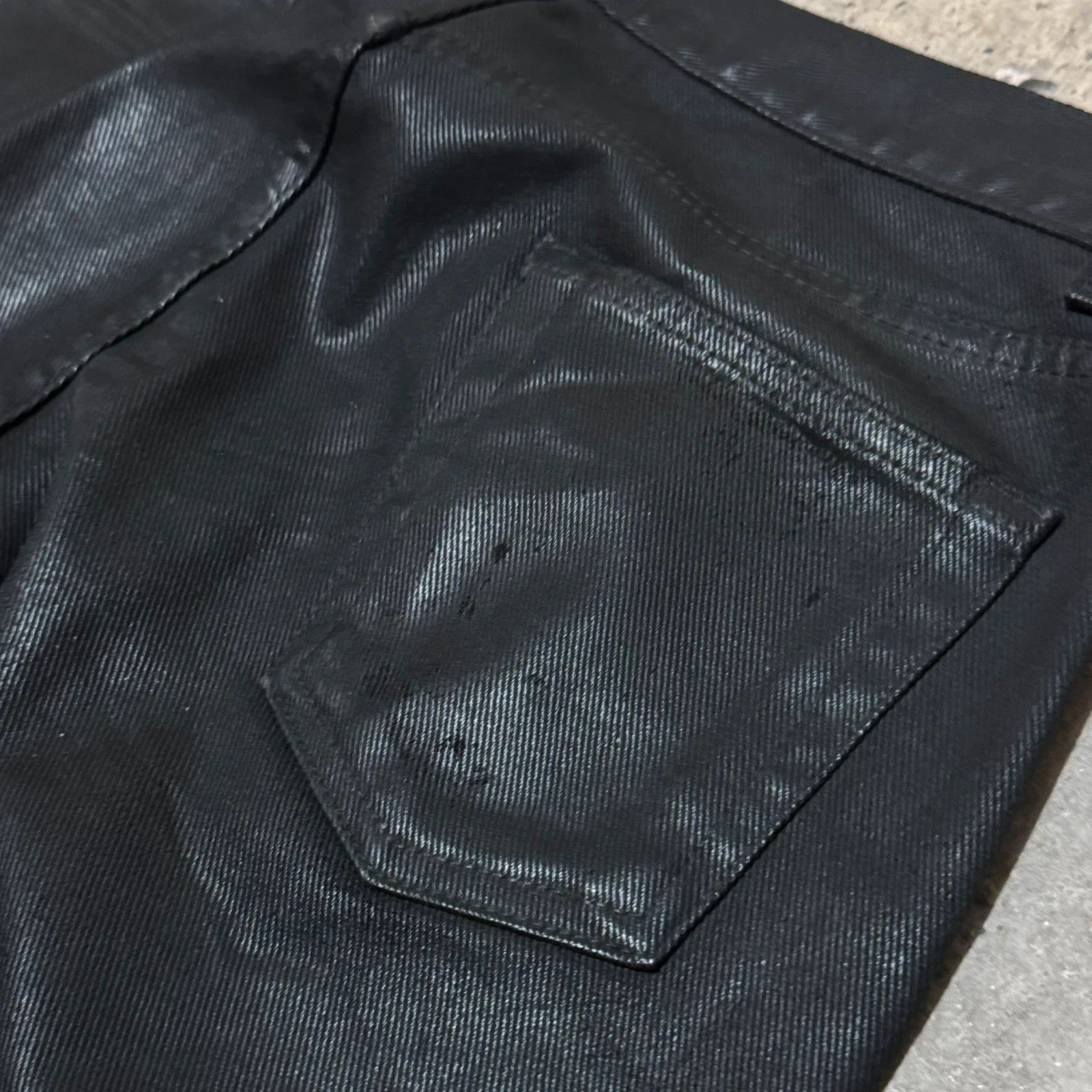 Helmut Lang S/S 1999 Helmut Lang wax coated black denim italian cut Size US 29 - 14 Thumbnail