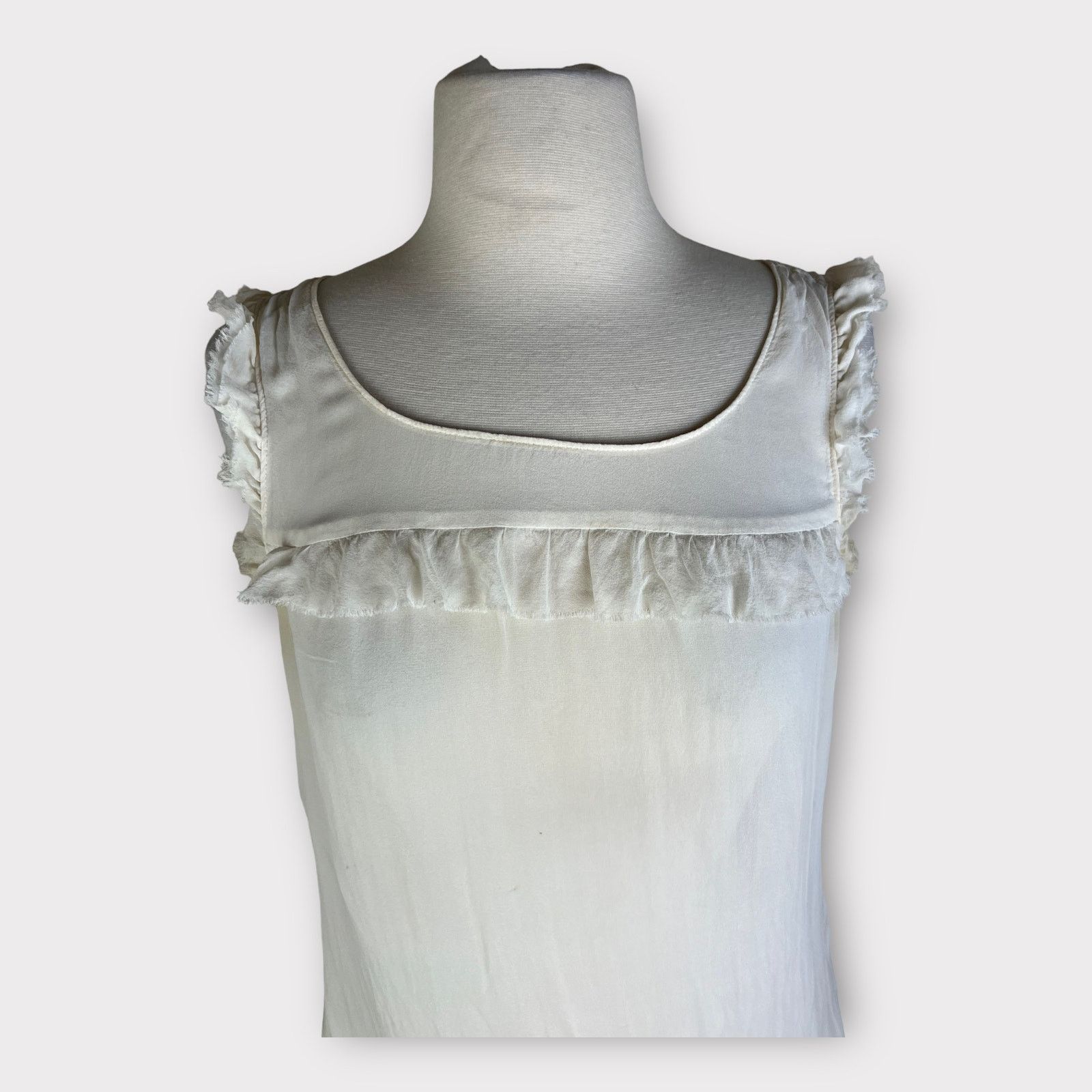 Guess Guess | Vintage Y2K Sheer SILK Ivory Blouse | Medium Size M / US 6-8 / IT 42-44 - 5 Thumbnail