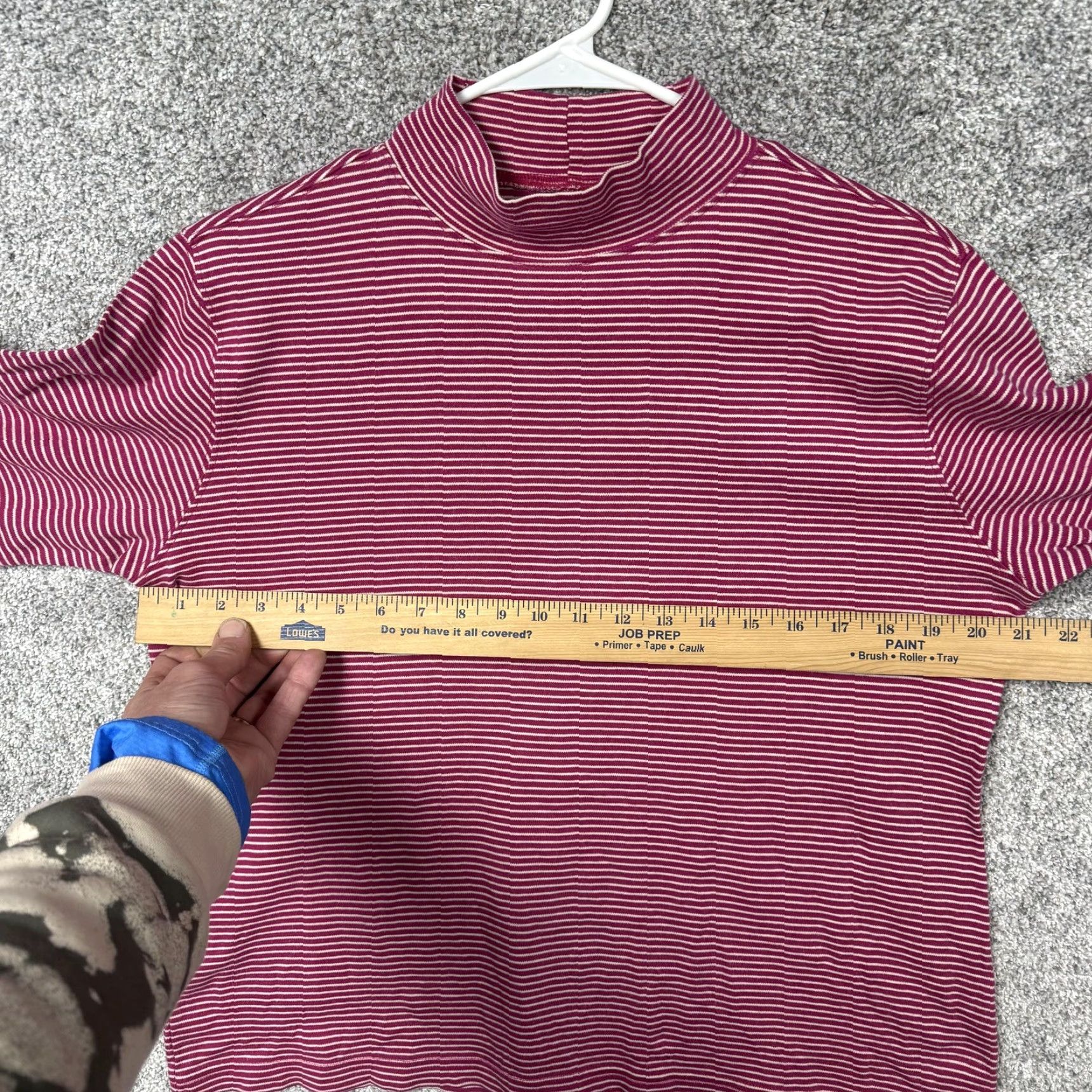 Lands' End VINTAGE Lands' End Top Shirt Women 10-12 Purple Striped Mock Neck 100% Cotton Long Sleeve Basic Simple Layering 90s 00s Mens Womens Girls Size L / US 10 / IT 46 - 4 Thumbnail