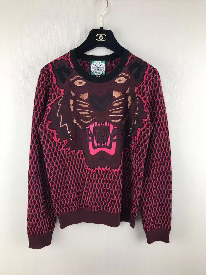 Kenzo KENZO Wine red embroidered wool sweater Size US M / EU 48-50 / 2 - 1 Thumbnail