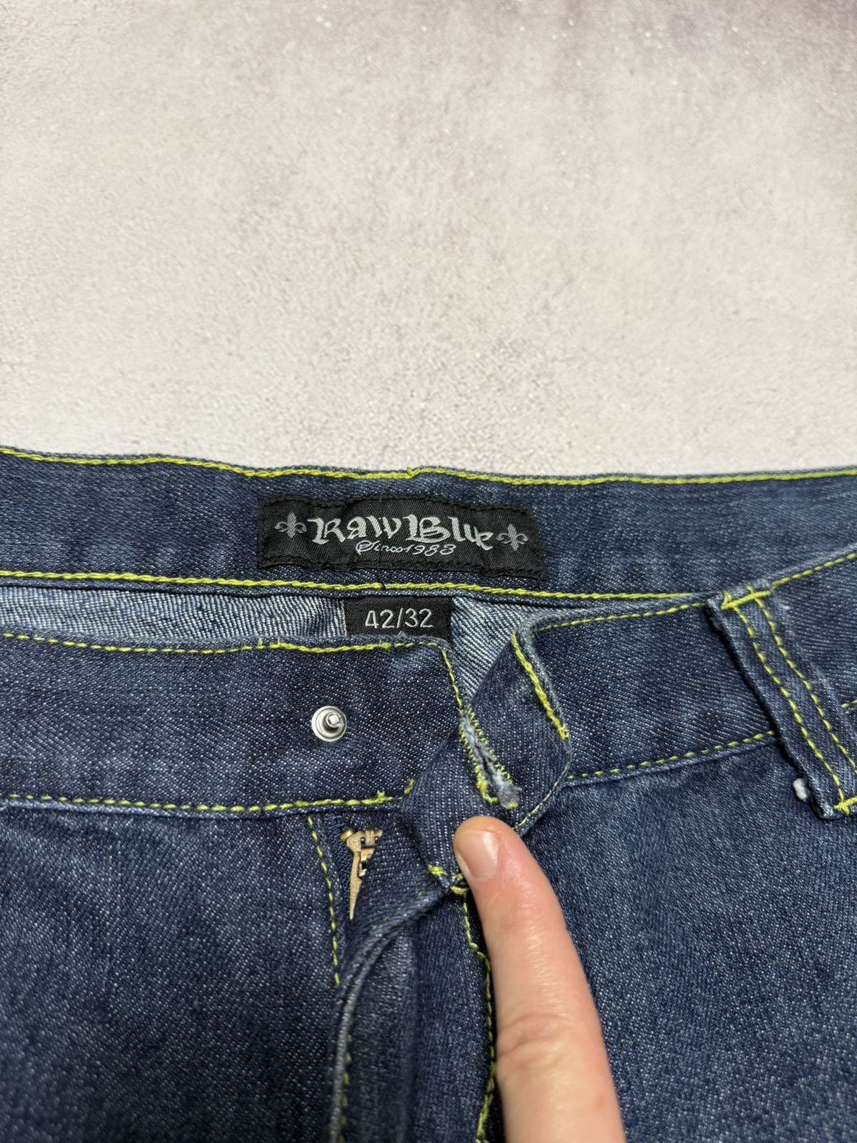 Japanese Brand × Vintage Vintage Raw Blue Jeans Denim Pants Japanese Ed Hardy style Size US 42 / EU 58 - 9 Thumbnail