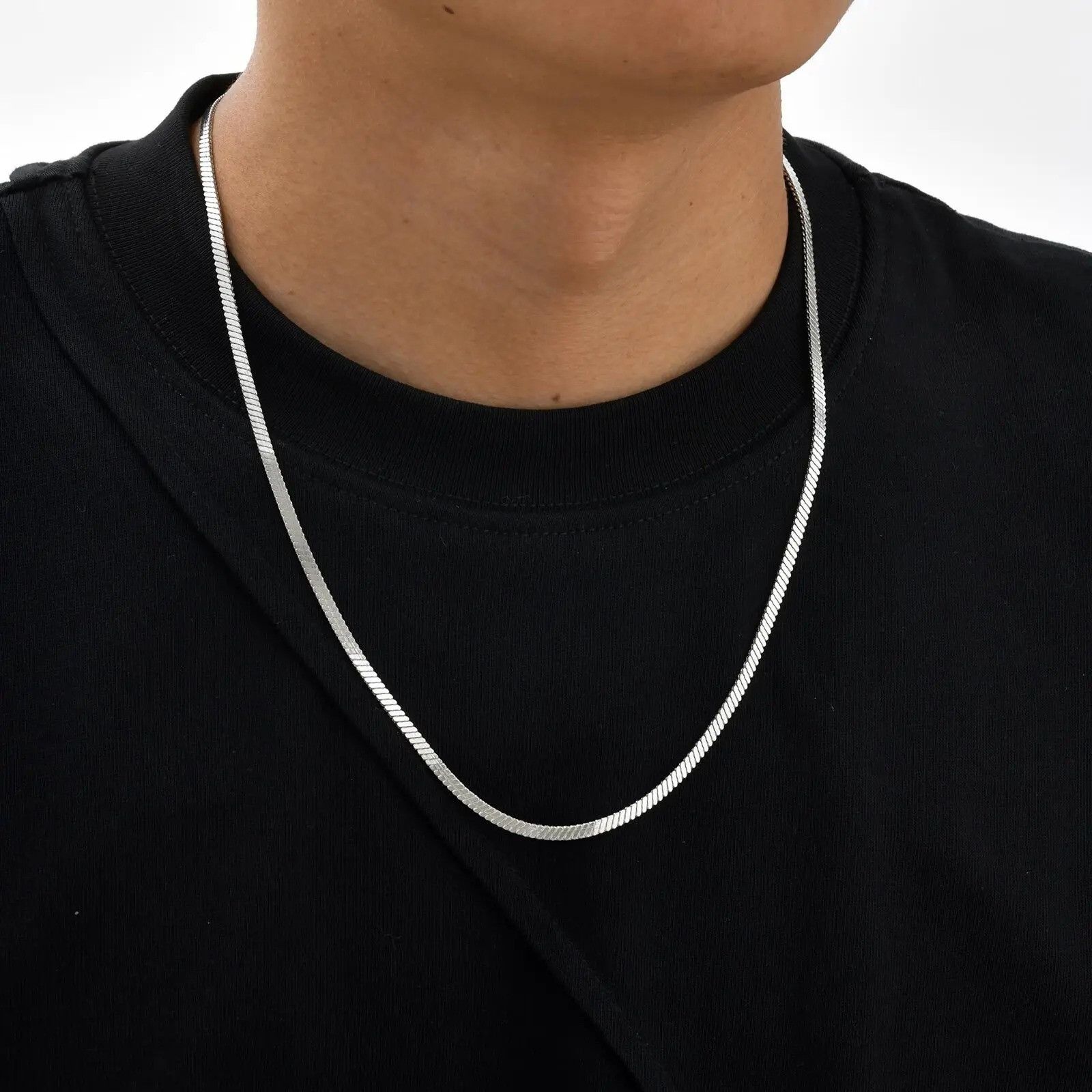 Vintage 3MM Flat Snake Chain Necklace Size ONE SIZE - 1 Thumbnail