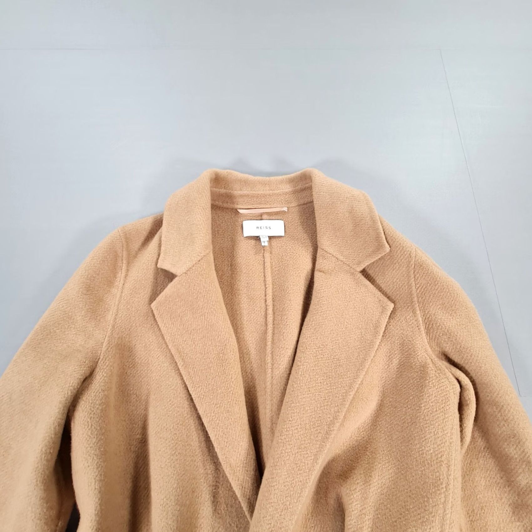 Reiss VINTAGE Reiss Coat Beige 8 UK Long Wool Blend Belted Pockets Women Size M / US 6-8 / IT 42-44 - 6 Thumbnail