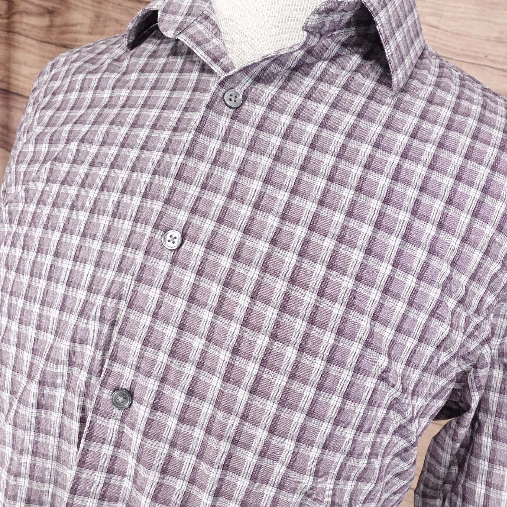 Apt. 9 APT. 9 PREMIER FLEX SLIM FIT MAUVE PLAID BUTTON UP SHIRT MENS L 16-16.5 32/33 Size US L / EU 52-54 / 3 - 2 Thumbnail
