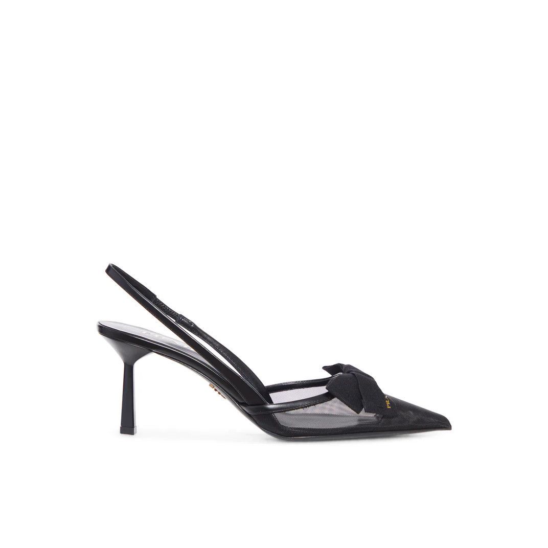 PRADA Black Mesh Pumps New )