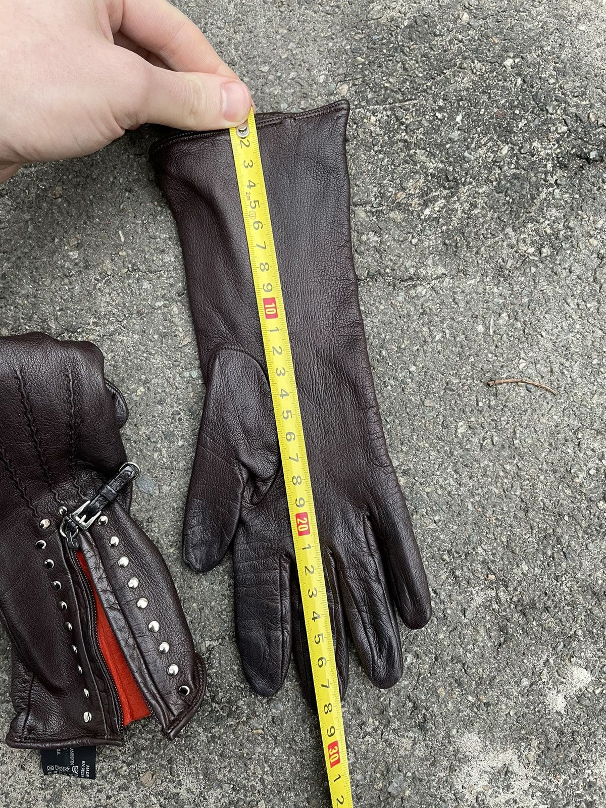 Genuine Leather × Prada Prada Brown Chokolate Leather Zip Gloves Made in Italy 6.5 Size ONE SIZE - 13 Thumbnail