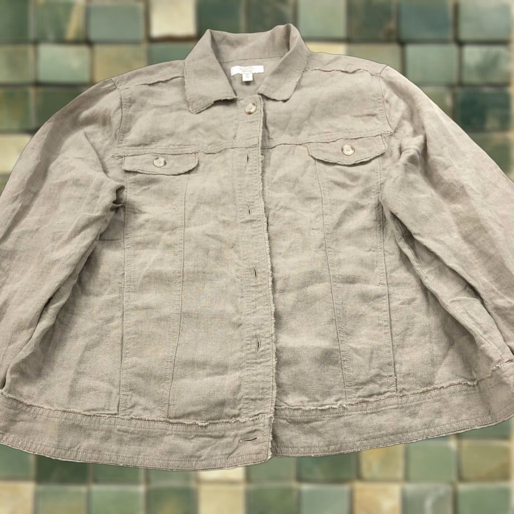 Charter Club Charter Club Luxury XXL 100% Linen Long Sleeve Shacket Shirt Jacket Beige MINT Shirt Womens Basic Casual All Seasons Size XXL / US 16-18 / IT 52-54 - 1 Thumbnail