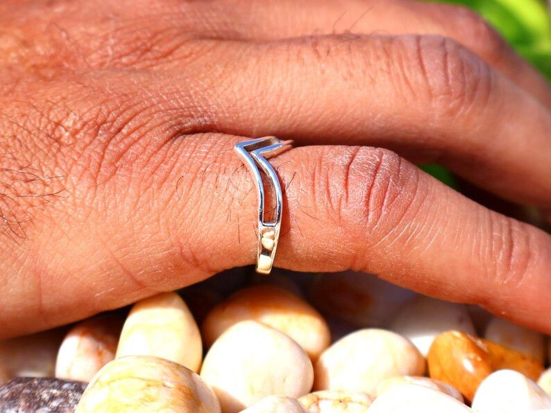 Handmade Handmade Chevron Ring, 925 Silver Ring, Unisex Gift For Her Size ONE SIZE - 8 Thumbnail