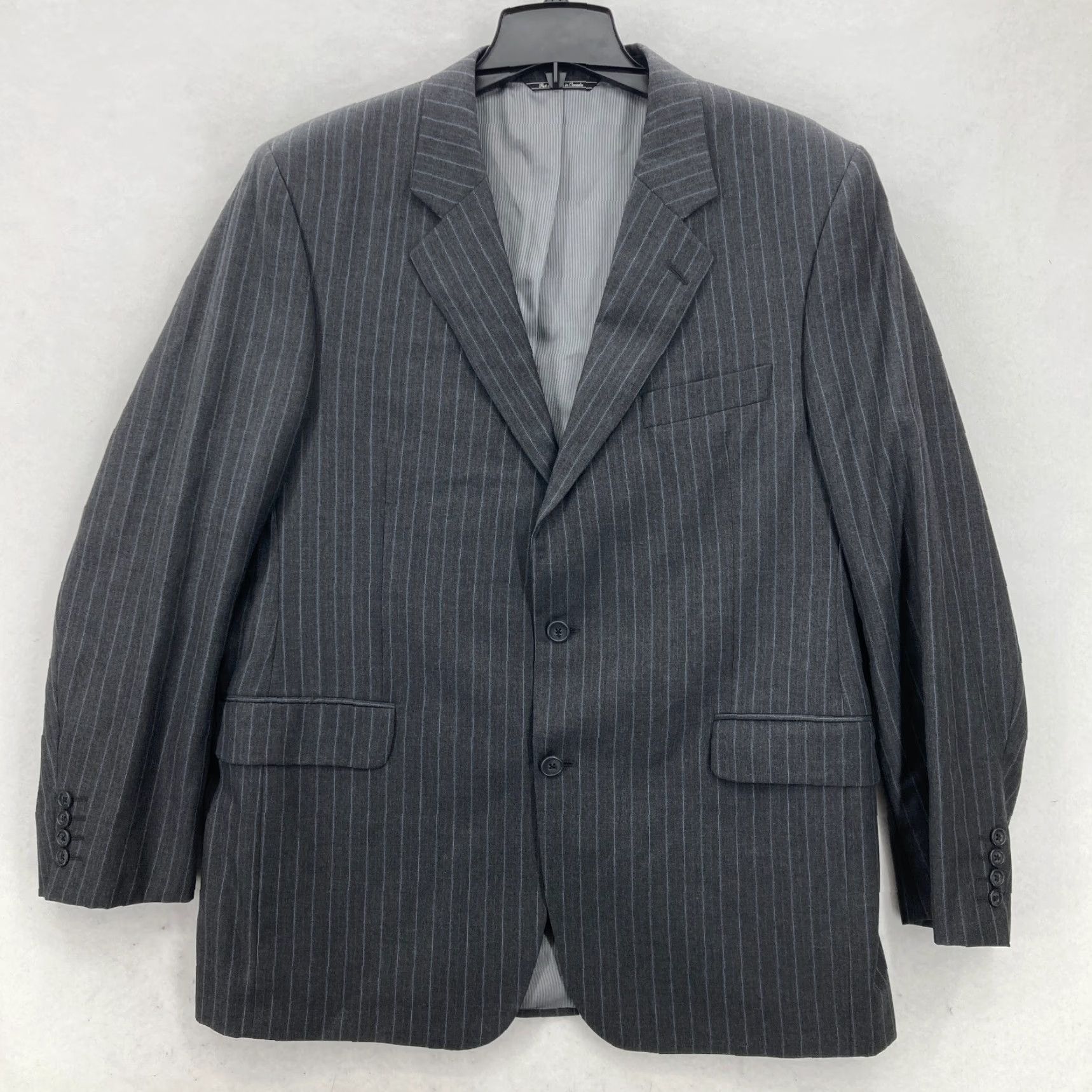 Jack Victor Jack Victor Loro Piana Wool Blazer Mens 44R Gray Striped Blazer Sports Coat Jacket Blazer Mens 44 Regular Gray Striped Size 44R - 2 Thumbnail