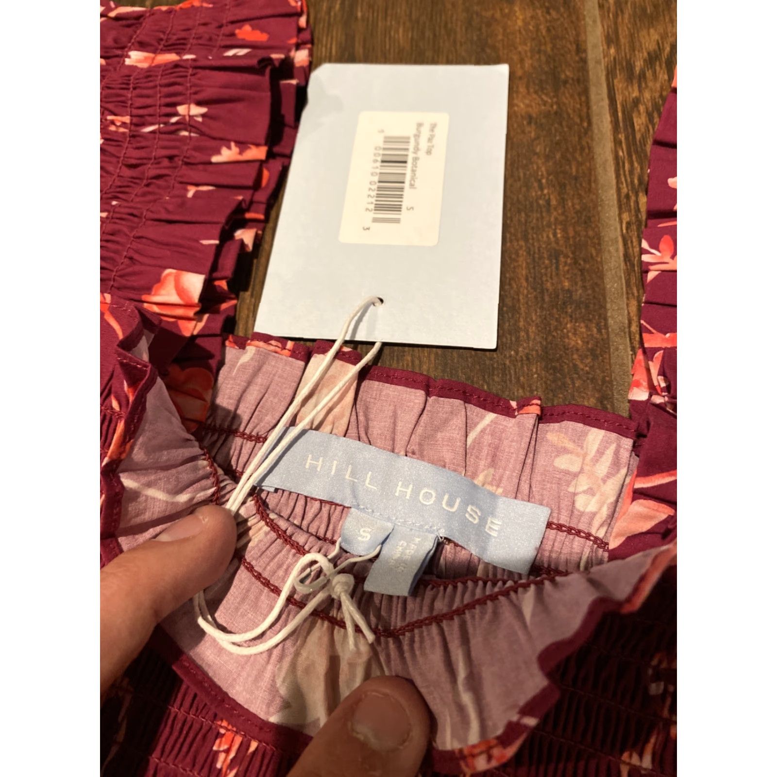 Vintage Hill House Top The Paz Burgundy Botanical Floral Smocked Cap Sleeveless Cotton S Size S / US 4 / IT 40 - 5 Thumbnail