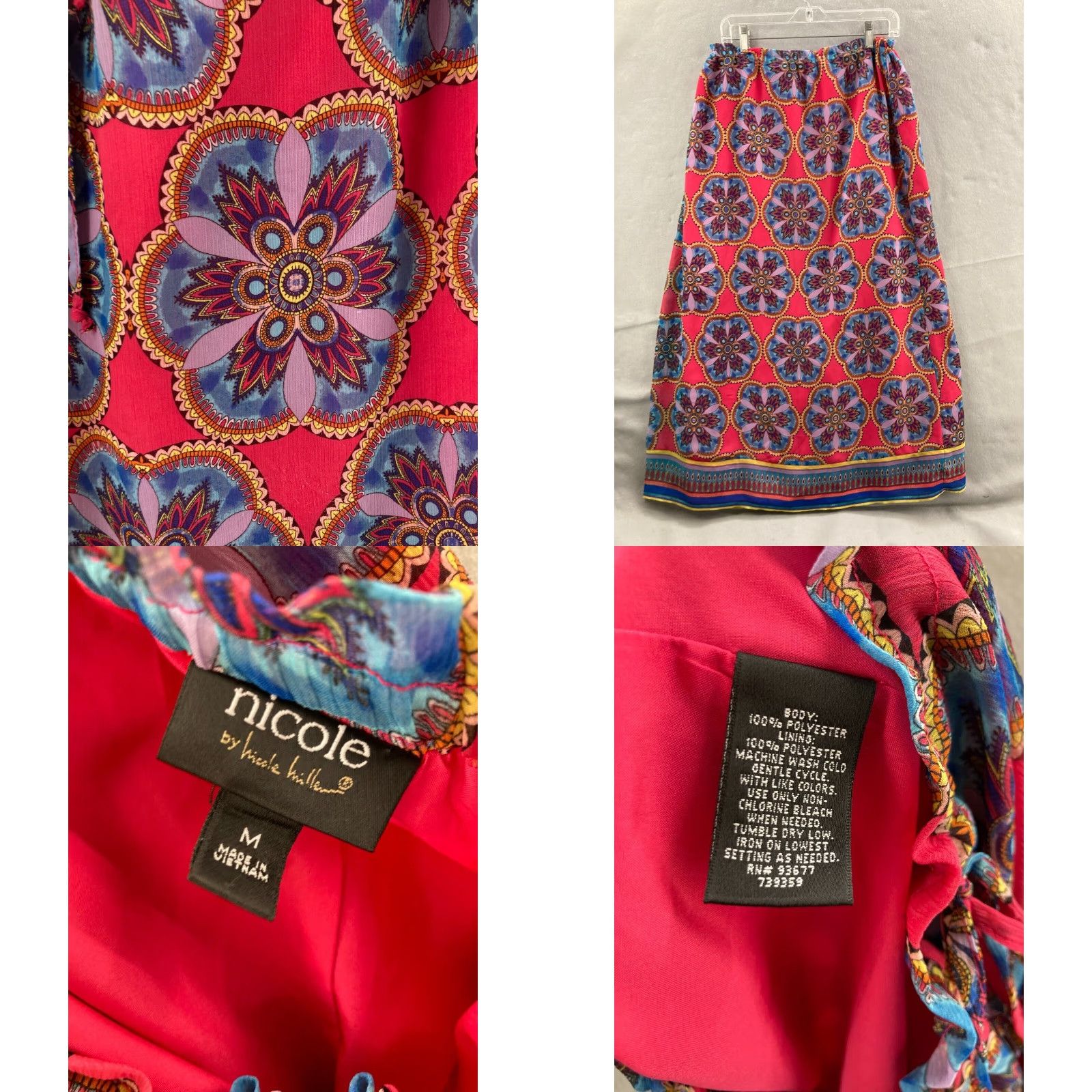 Nicole Miller Nicole Miller Paisley Maxi Skirt Pink M Lined Drawstring Women Size 32" / US 10 / IT 46 - 8 Thumbnail