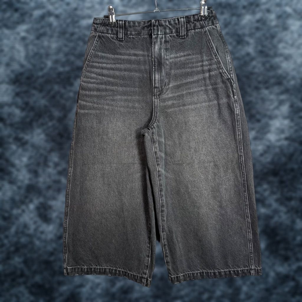 Madewell Jeans Cropped Wide-Leg Washed Black Denim Size 26 Womens