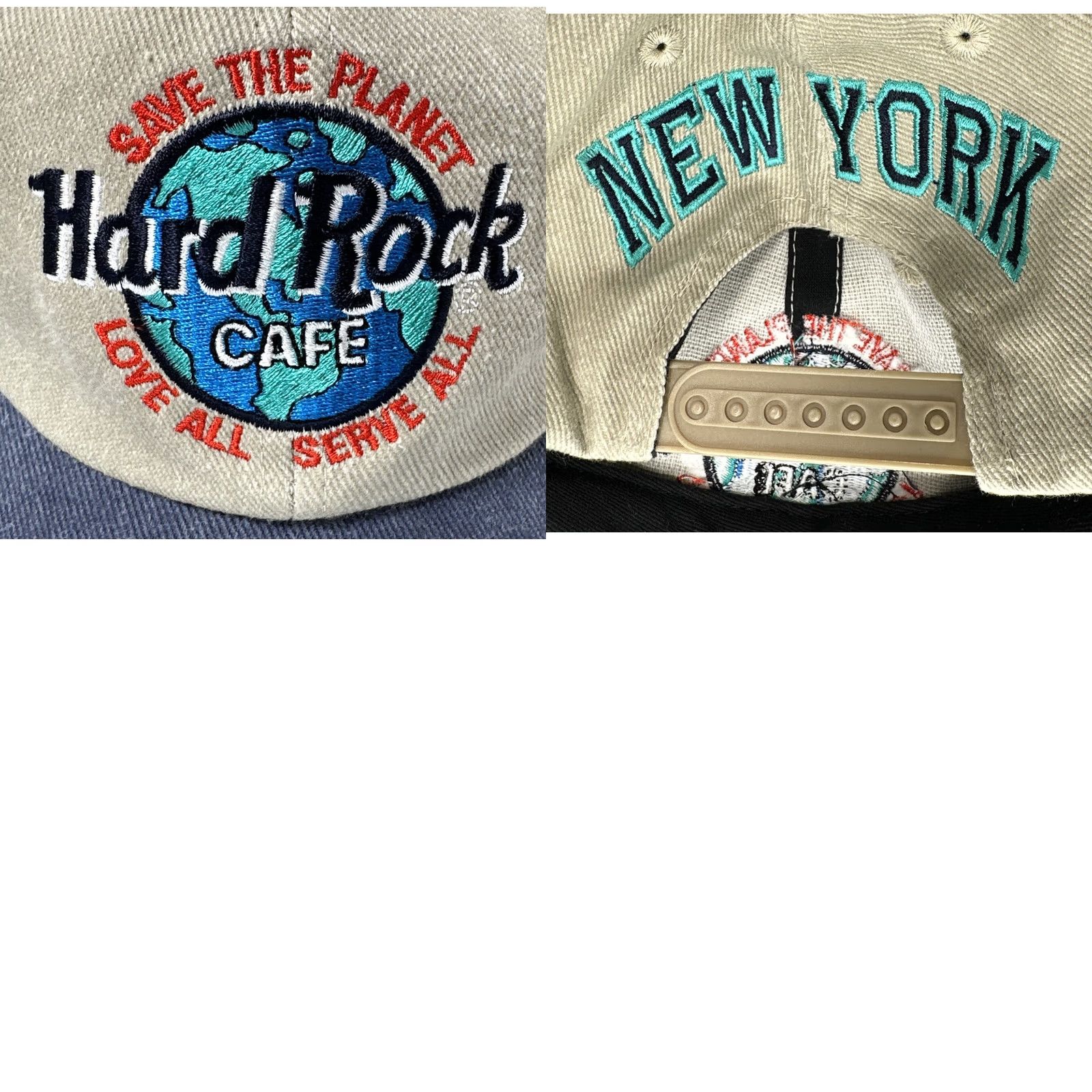 Hard Rock Cafe VINTAGE Hard Rock Cafe Save The Planet Snapback Hat NY 90s EUC Unisex Adults Brown Blue Cotton Adjustable Breathable Snapback Mens Womens Size ONE SIZE - 8 Thumbnail
