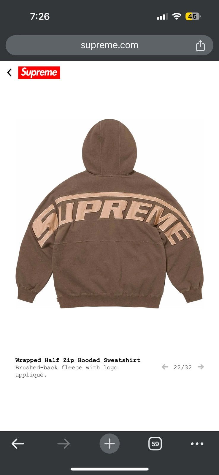 Supreme Supreme Wrapped Half Zip Hoodie - Large - Brown Size US L / EU 52-54 / 3 - 8 Thumbnail