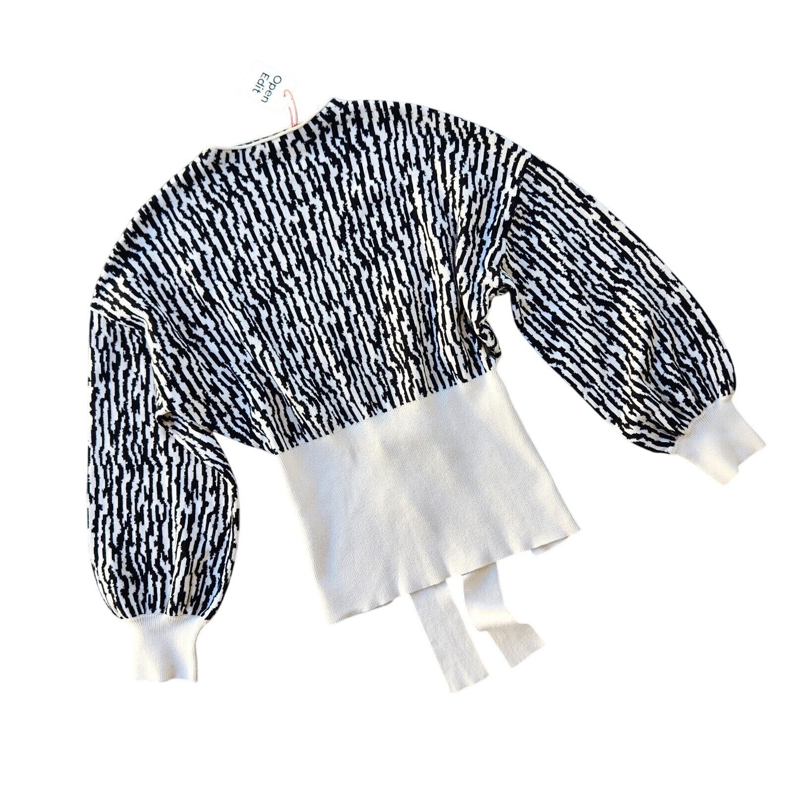 The Unbranded Brand Open Edit Women Animal Jacquard Tie Back Sweater Size S Size S / US 4 / IT 40 - 6 Thumbnail