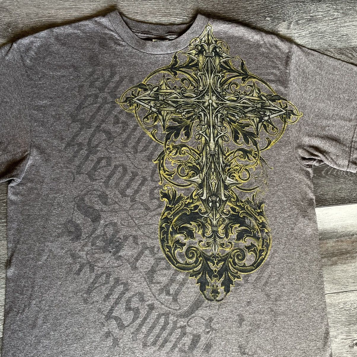 Affliction Vintage Y2K Affliction Style Big Cross Graphic Logo T Shirt Size US XL / EU 56 / 4 - 2 Thumbnail