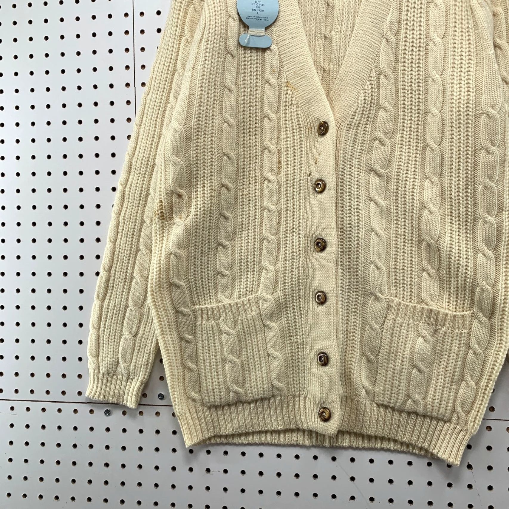Sears VINTAGE Sears Virgin Wool Cardigan Sweater Beige Womens Large Long Sleeve V-Neck Button Knit Winter Womens Size L / US 10 / IT 46 - 3 Thumbnail