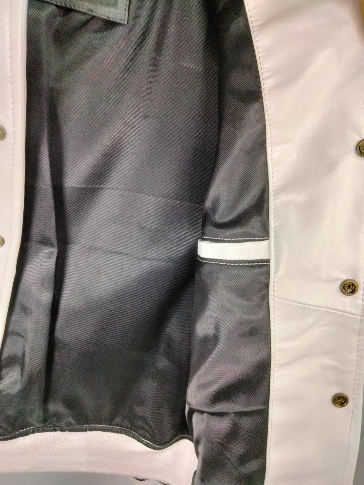Vintage Wleti Premium White Sheep Leather Varsity Jacket — Medium Size US M / EU 48-50 / 2 - 7 Thumbnail
