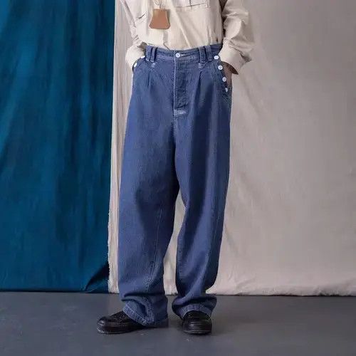 Japanese Brand 20AW Indigo Union Japan Denim Folk Kyoto Minimal Pants Size US 32 / EU 48 - 2 Thumbnail