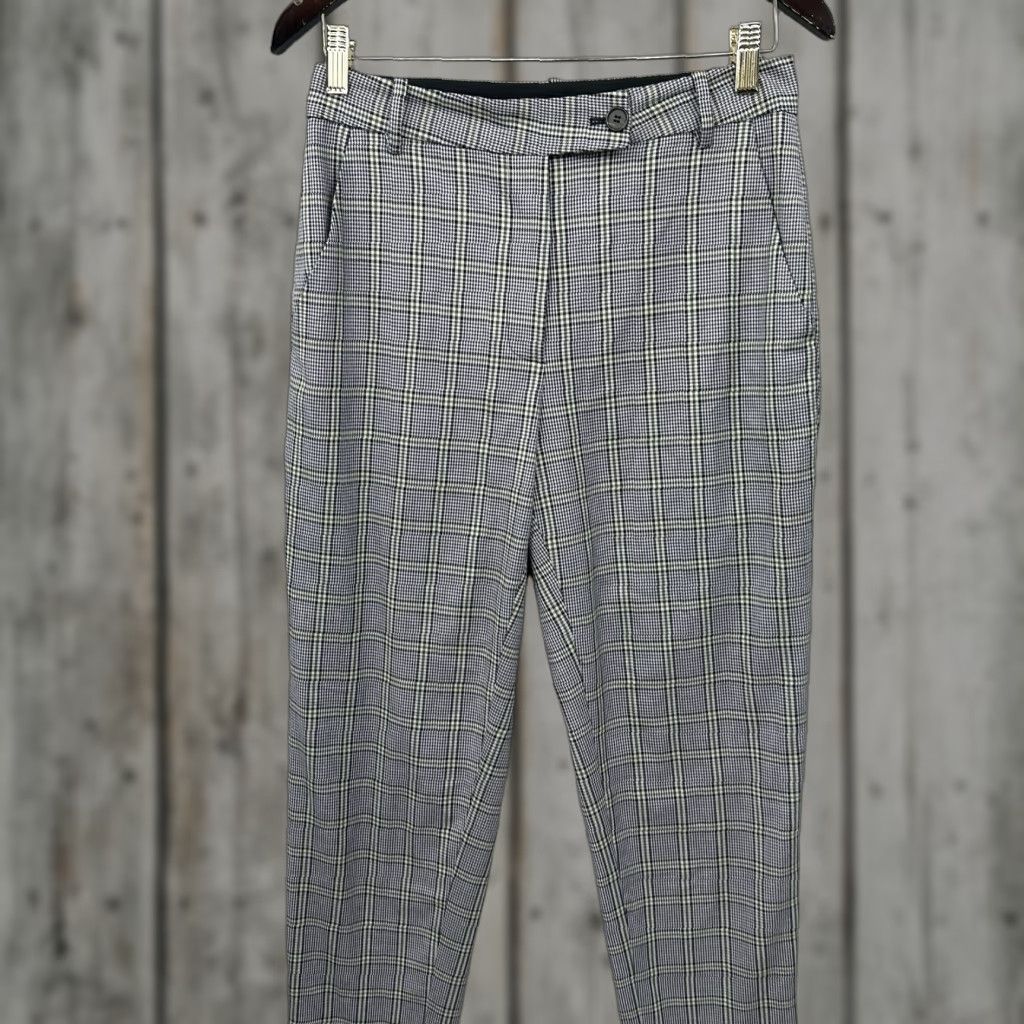 6397 6397 Pants Trousers Womens 4 Plaid Ankle Taper Brown Houndstooth Wool 96% Elastane 4% Slim Front Regular Homespun 80s 90s Hipster Women Size 27" / US 4 / IT 40 - 1 Thumbnail