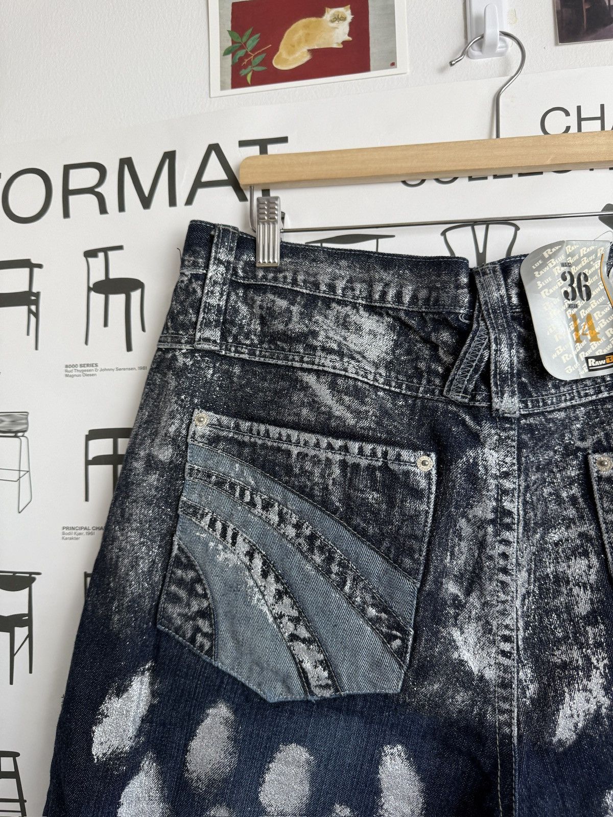 Fubu Vintage y2k Raw Blue baggy denim glitter shorts 36 skate rap Size US 36 / EU 52 - 8 Thumbnail