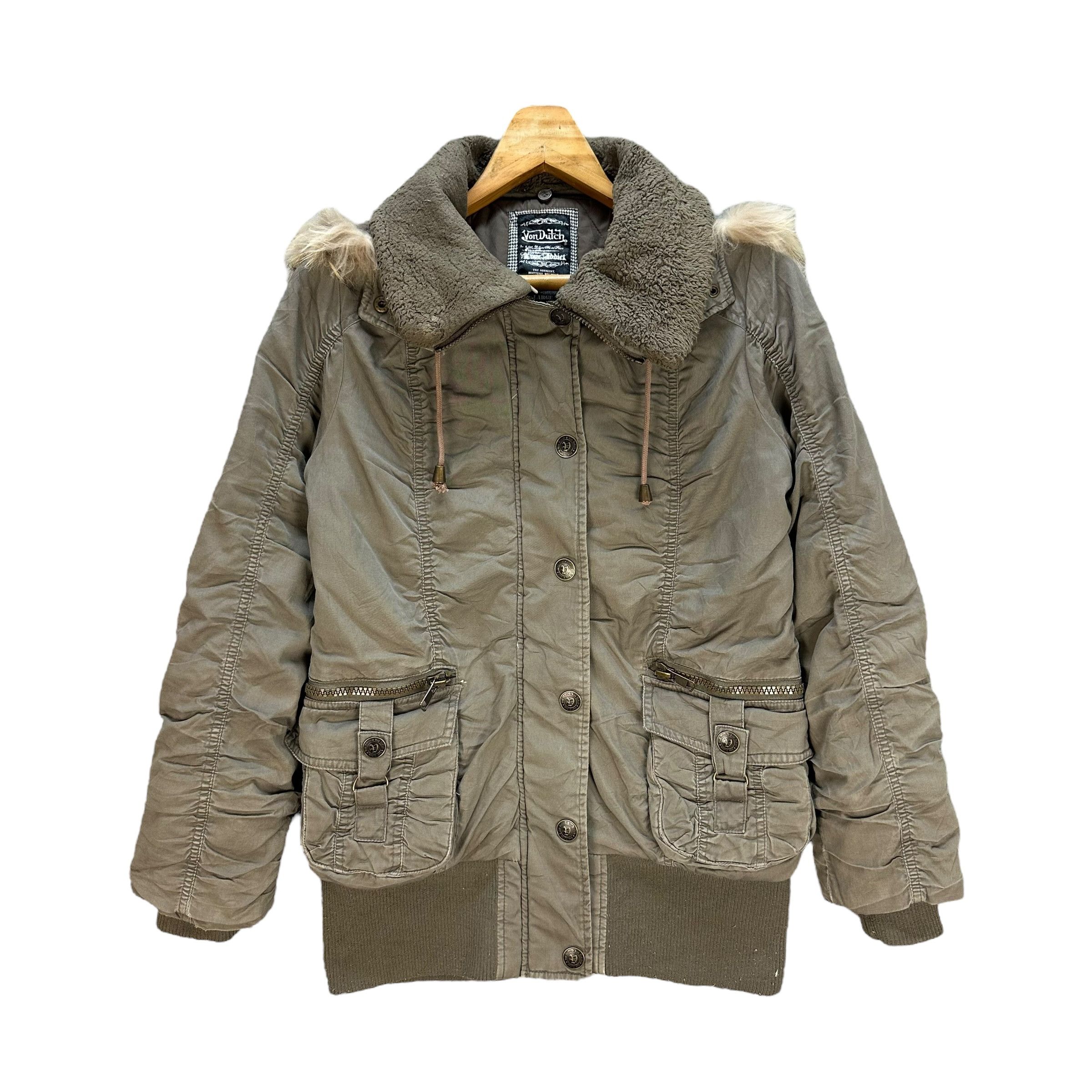 Von Dutch VON DUCTH Fur Hoodie Heavy Jacket Parka #A59-1368 Size L / US 10 / IT 46 - 1 Thumbnail