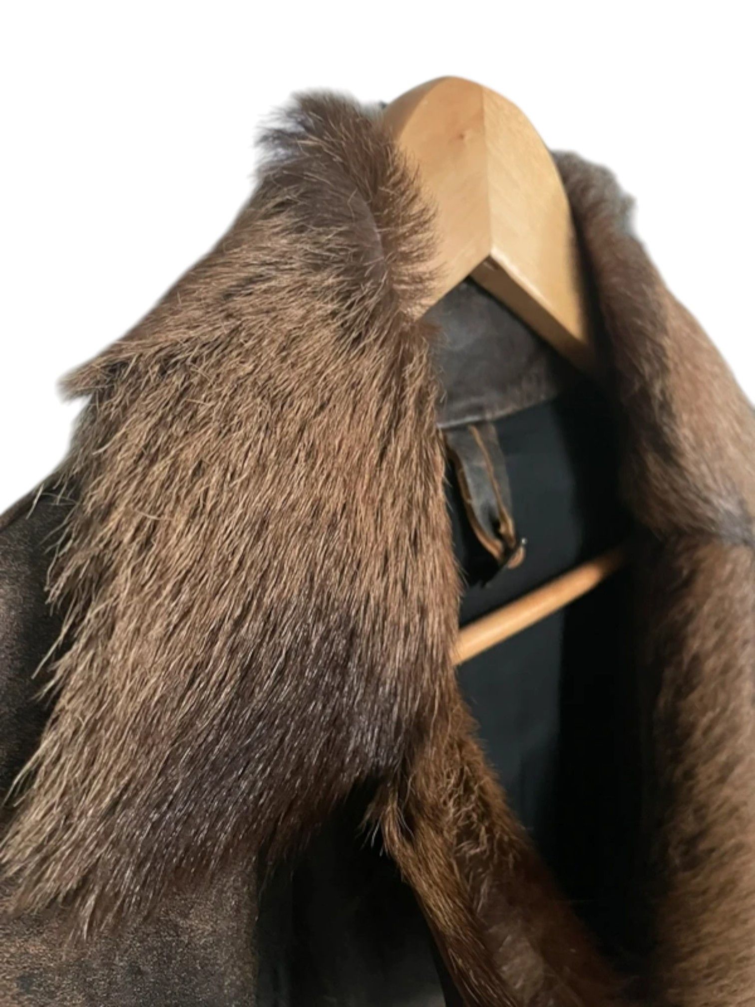Just Cavalli Just Cavalli Distressed Leather Coat with Fur Collar Size US M / EU 48-50 / 2 - 2 Thumbnail