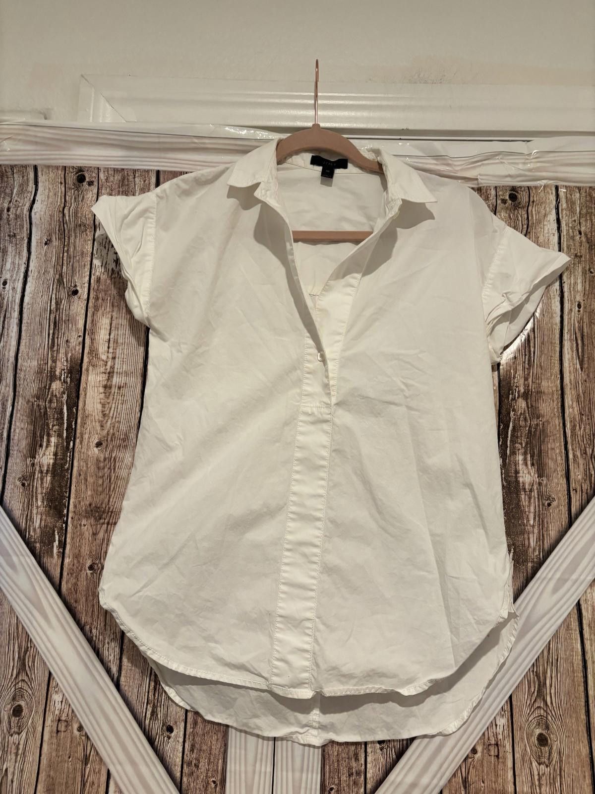 J.Crew Womens sz 00 white J Crew button short sleeve blouse #257 Size XXS / US 00 / IT 34 - 1 Thumbnail