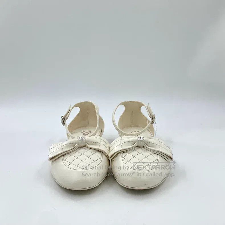 Chanel Chanel White diamond bow casual one-word buckle flat shoes Size US 7.5 / IT 37.5 - 3 Thumbnail