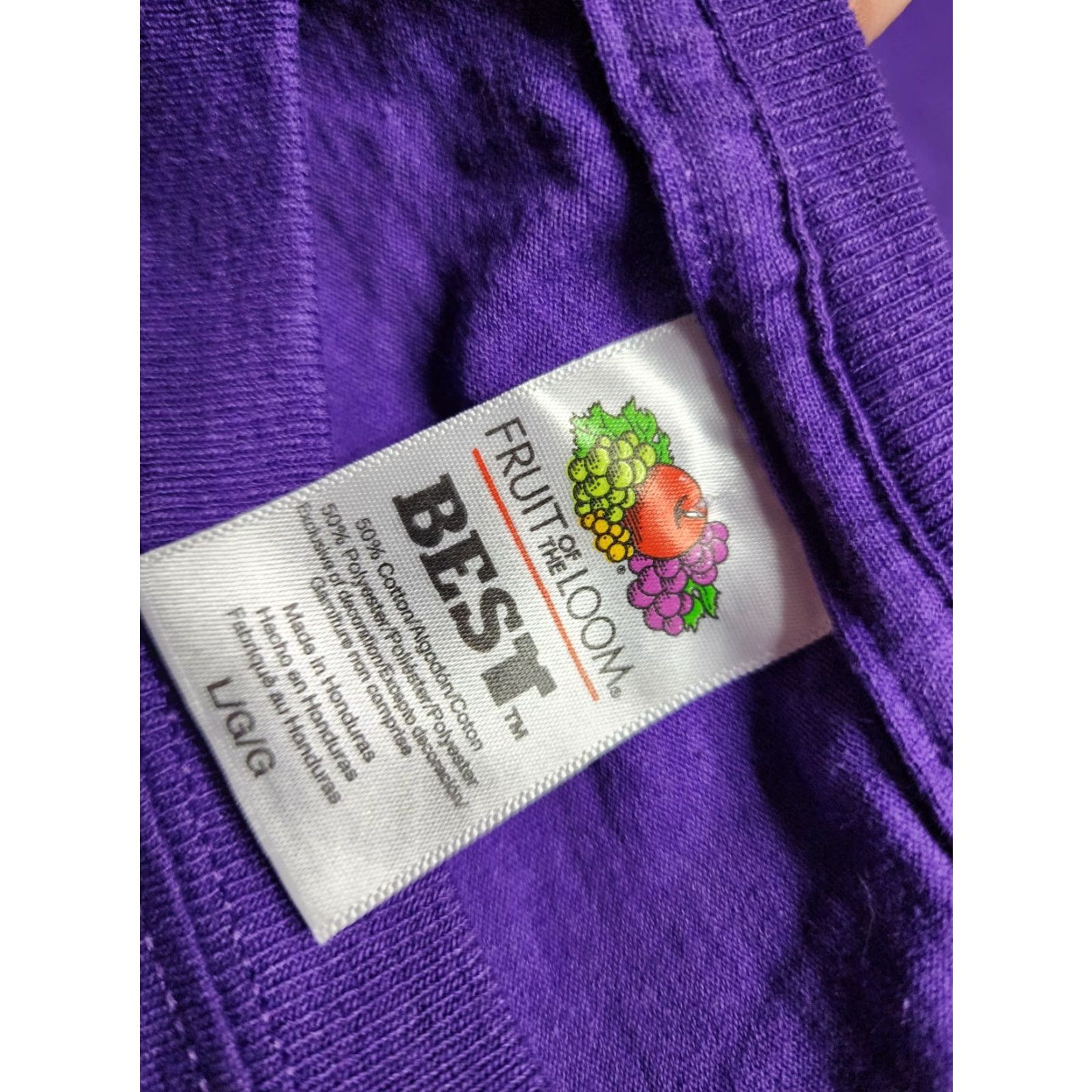 Fruit Of The Loom VINTAGE Fruit of the Loom Mens T-Shirt 90s Christmas Puff Print Purple L Crew Neck Size US L / EU 52-54 / 3 - 4 Thumbnail