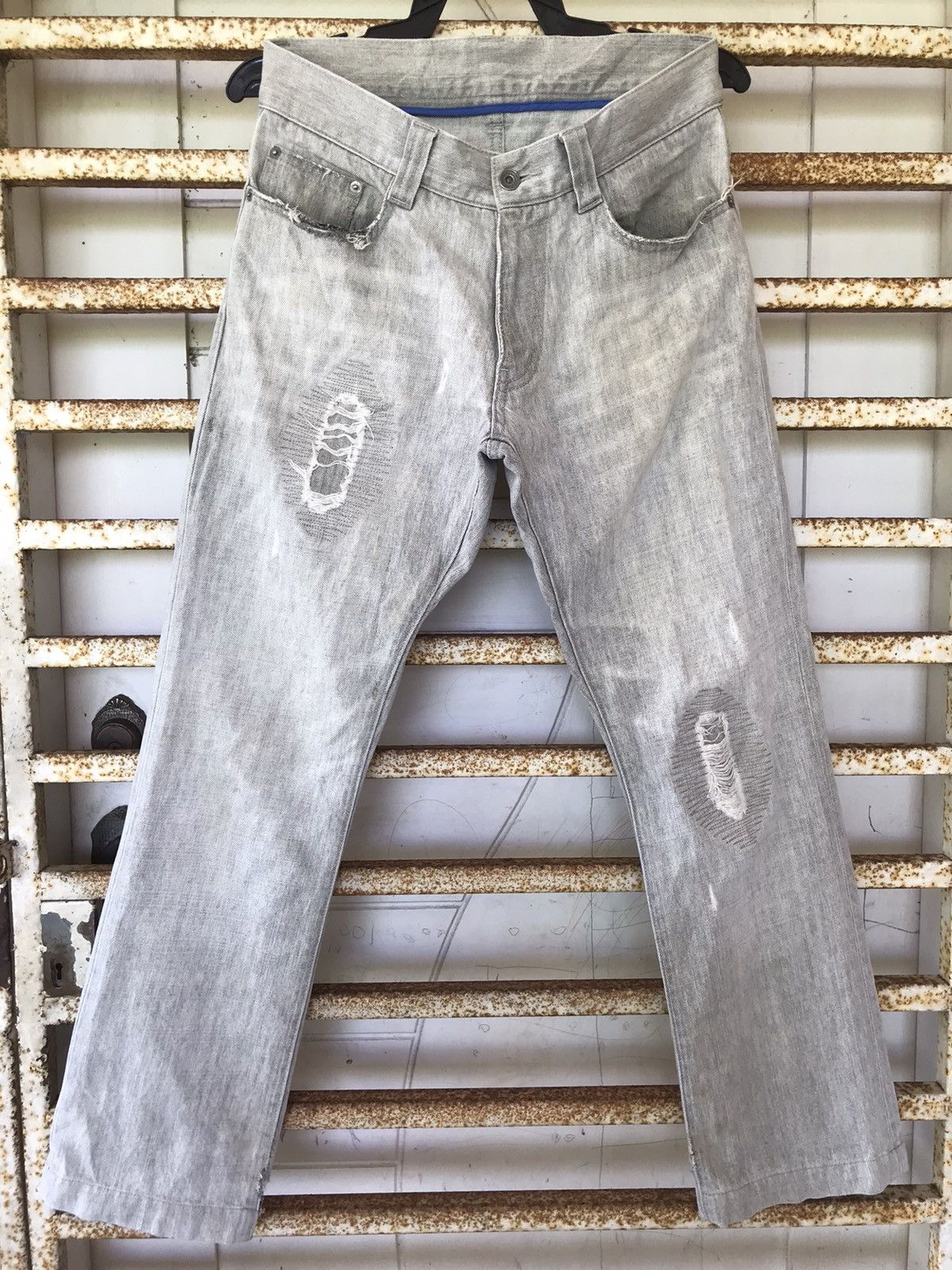 TAKA-Q Patchwork Jeans Light Grey Denim Authentic
