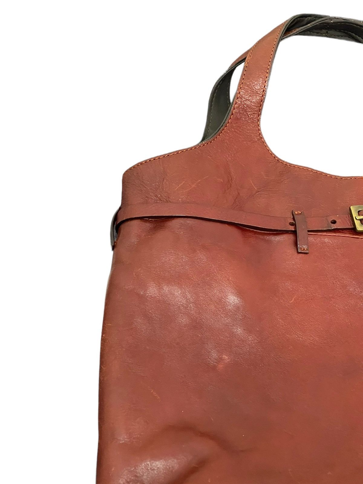 Genuine Leather Full Leather Patina Vtg Francesco Biasia Tote Bag 2🟩 Size ONE SIZE - 9 Thumbnail