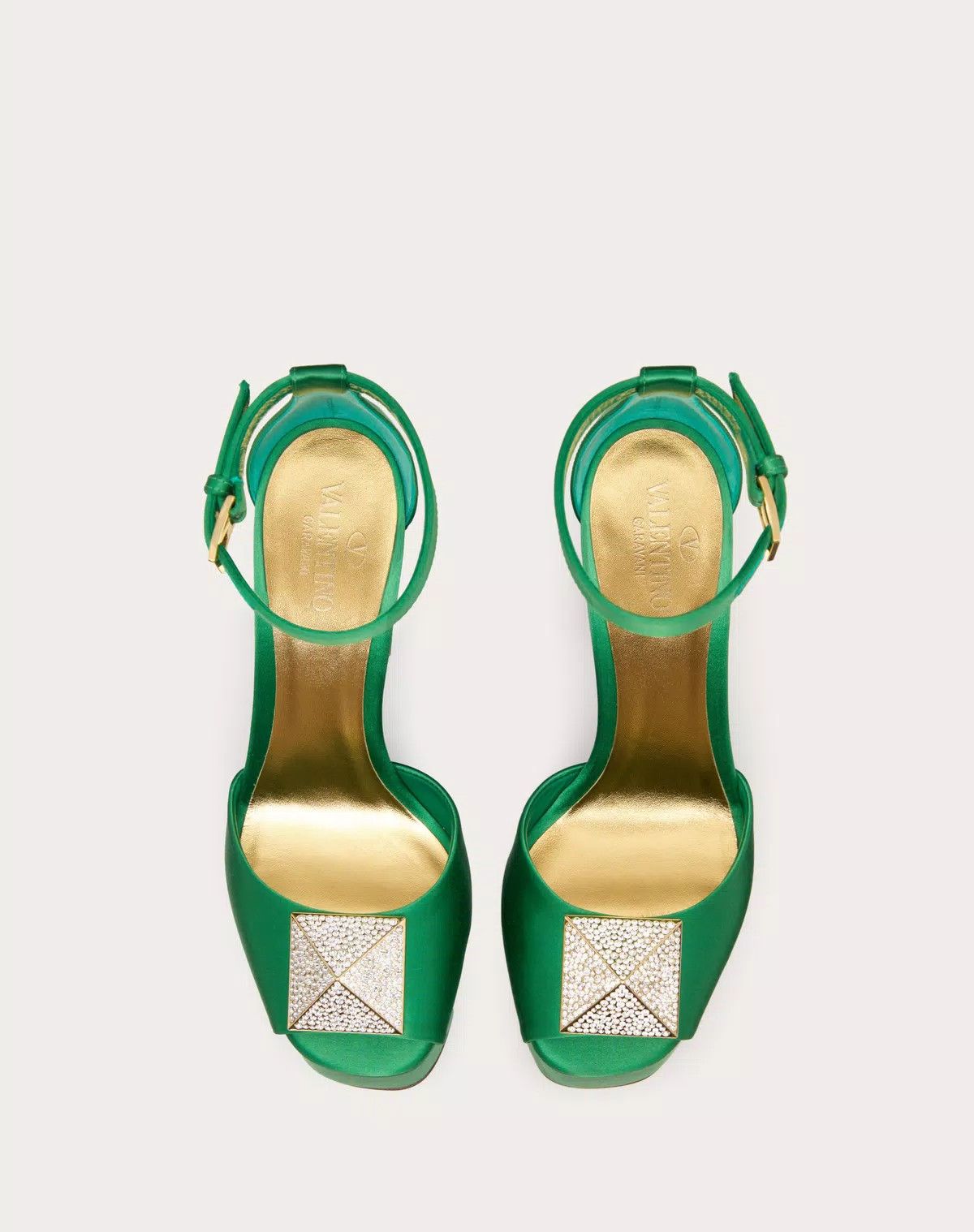Valentino o1s1wg111125 One Stud Open-toe Satin Platform Pumps in Green Size US 7.5 / IT 37.5 - 4 Thumbnail
