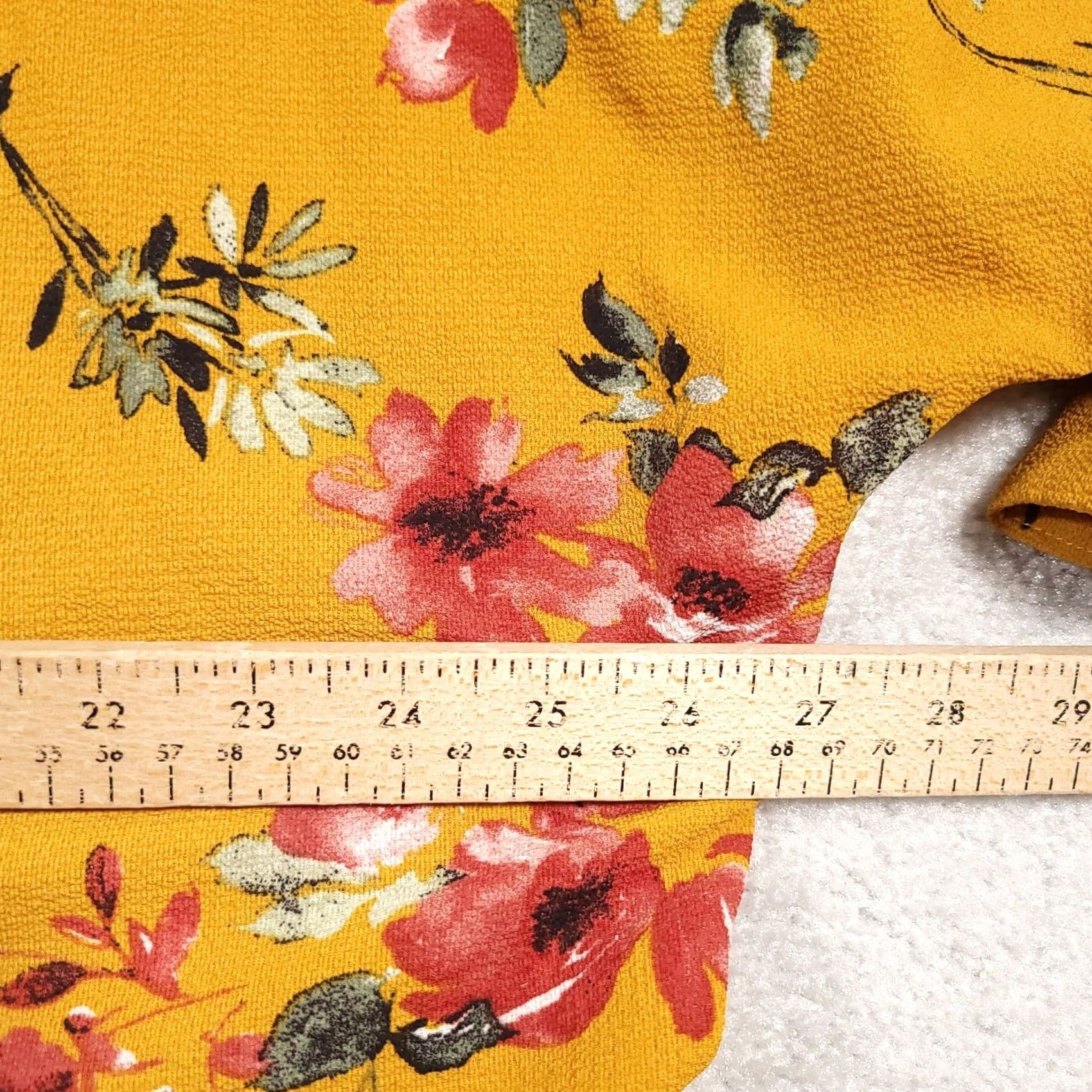 Apt. 9 Apt. 9 Shirt Women's Yellow Floral Round Neck Stretch 3/4 Sleeves V Back XXL Size XL / US 12-14 / IT 48-50 - 6 Thumbnail