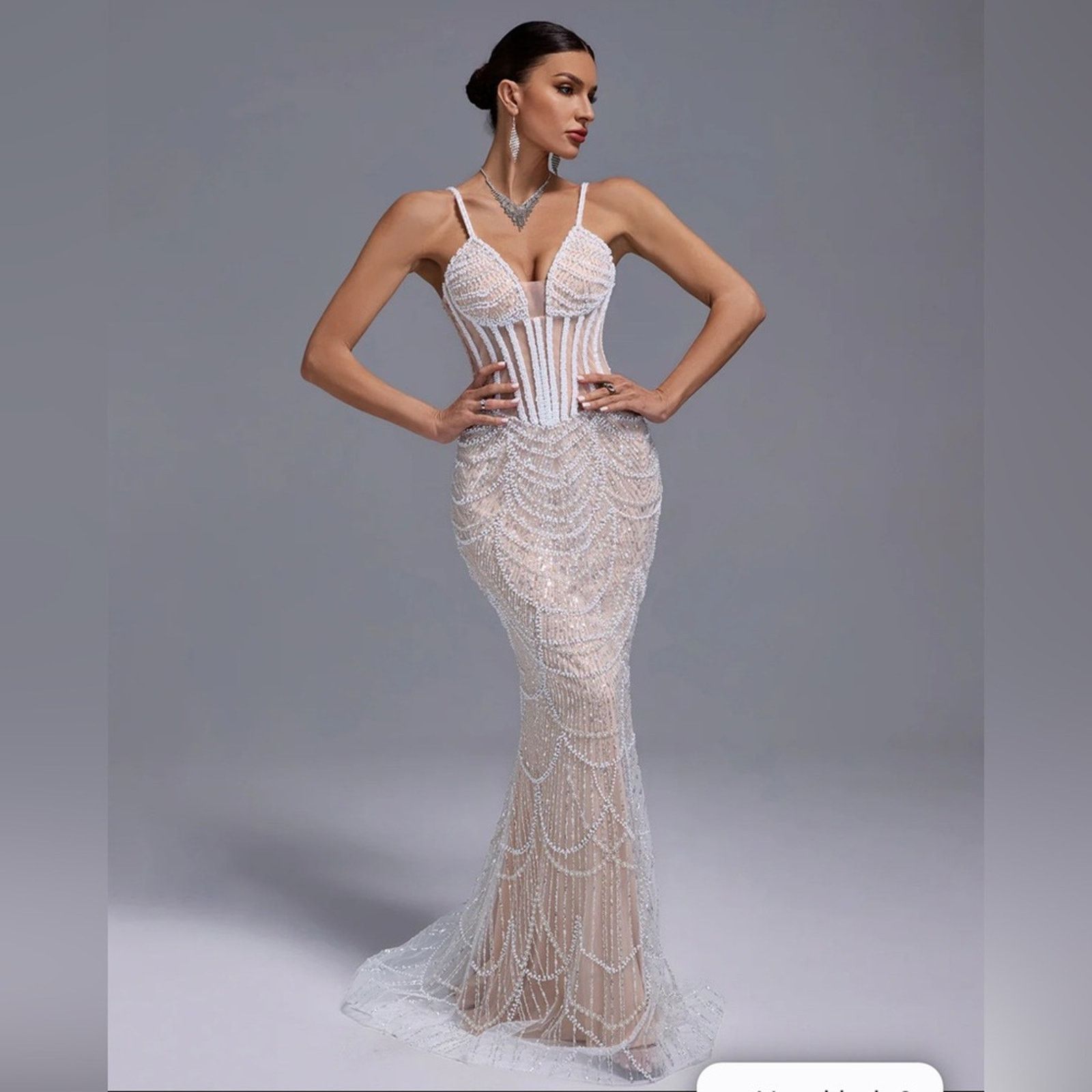 Other Stunning White Beaded Prom Dress size S Size S / US 4 / IT 40 - 5 Thumbnail