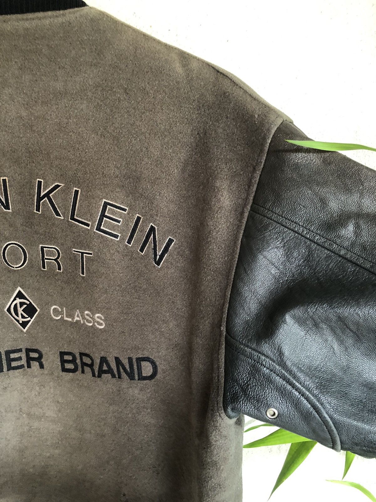 Calvin Klein × Japanese Brand × Vintage Vintage Calvin Klein Sport Varsity Half Leather Jacket Size US L / EU 52-54 / 3 - 21 Thumbnail
