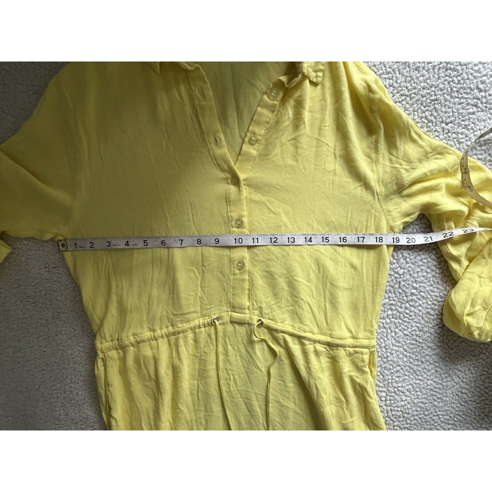 Sita Murt Yellow Linen Blend Button Front Drawstring Waist M