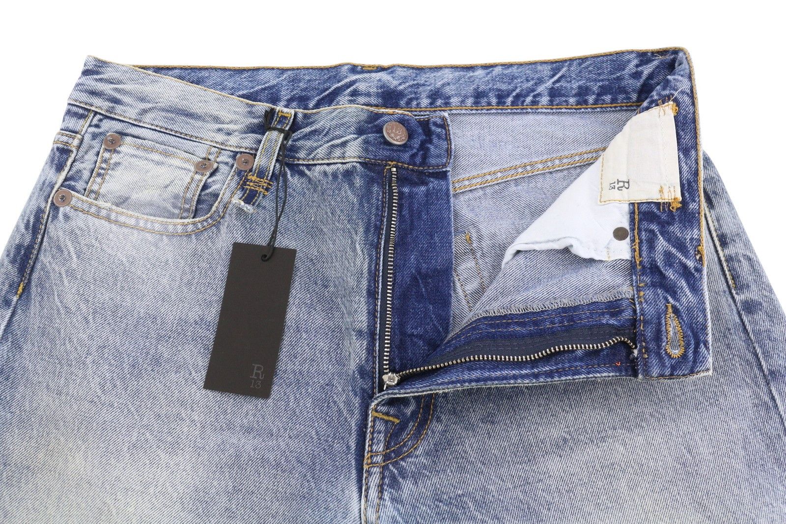 R13 BOYFRIEND 28 Jasper Cropped Blue FW25 Jeans 87193 Size 28" / US 6 / IT 42 - 5 Thumbnail