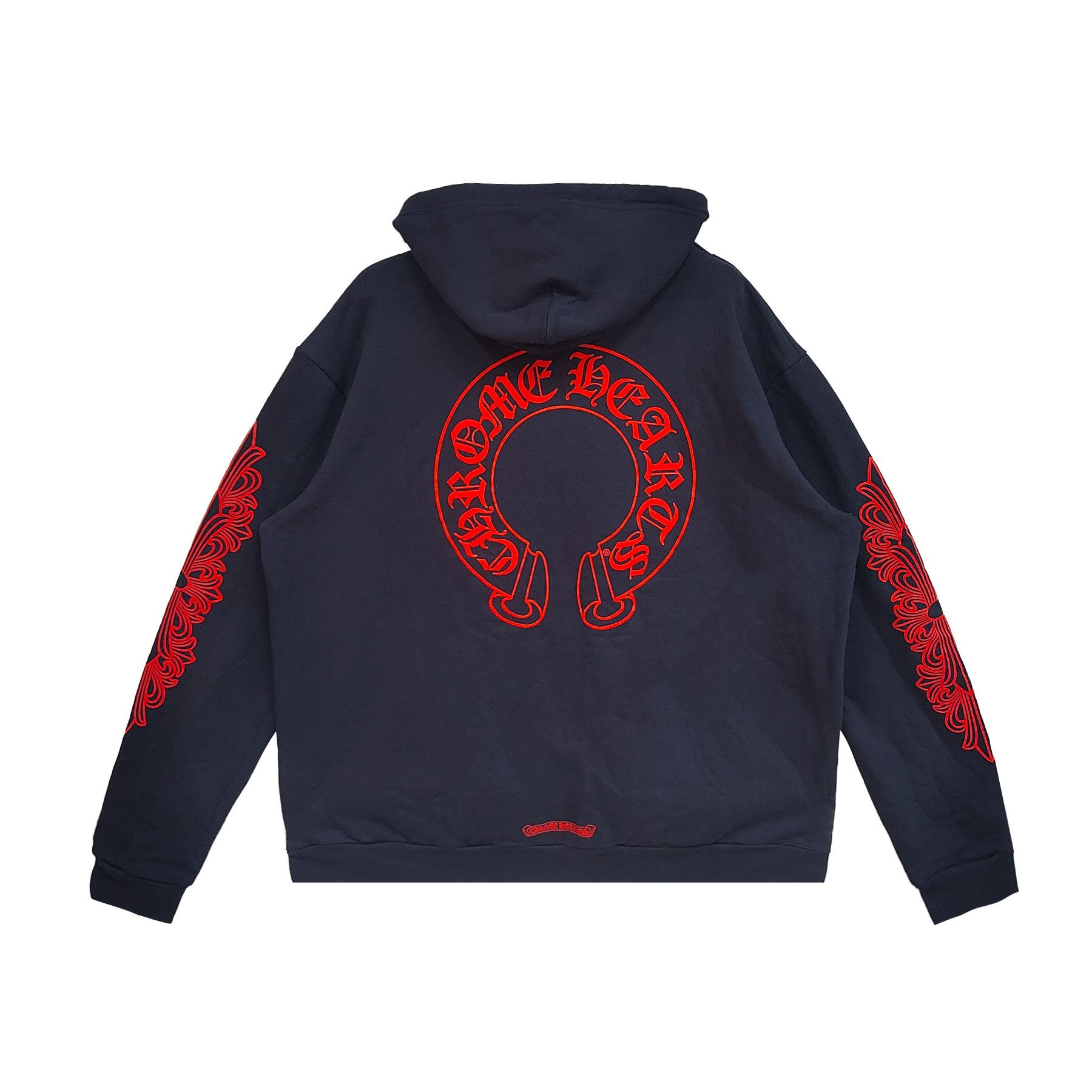 Chrome Hearts Chrome Hearts Navy&Red Horseshoe Floral Sleeve Hoodie Size US M / EU 48-50 / 2 - 2 Thumbnail