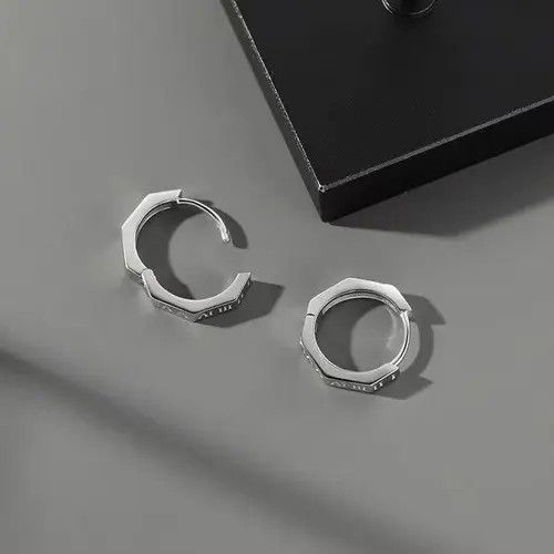 Other Pure Titanium Hoop Huggie Earrings Round/Hexagon Earring Size ONE SIZE - 5 Thumbnail