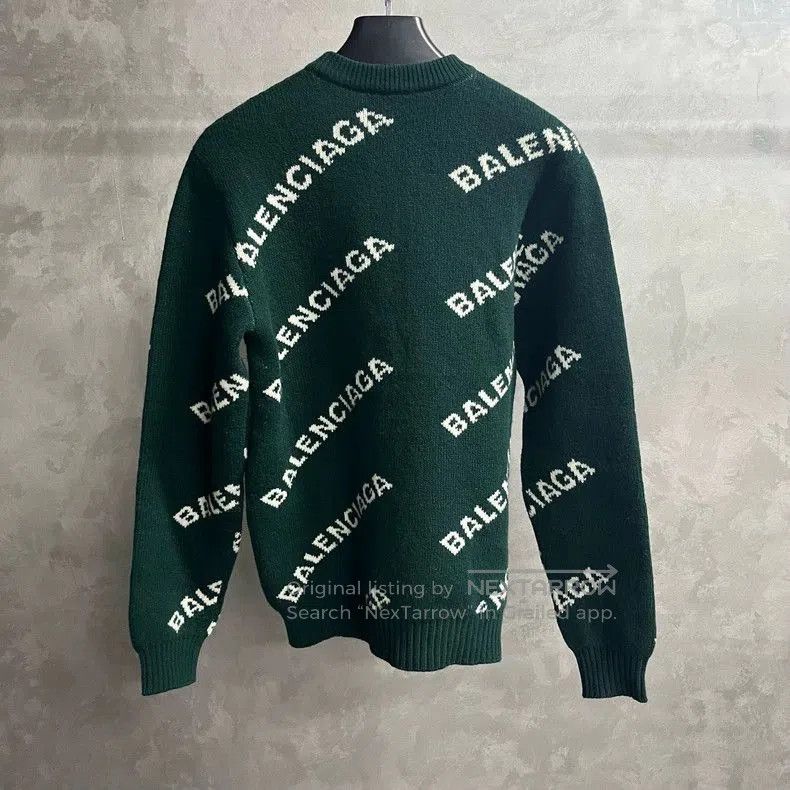 Balenciaga Balenciaga Green Logo Crewneck Sweater. Size US S / EU 44-46 / 1 - 3 Thumbnail