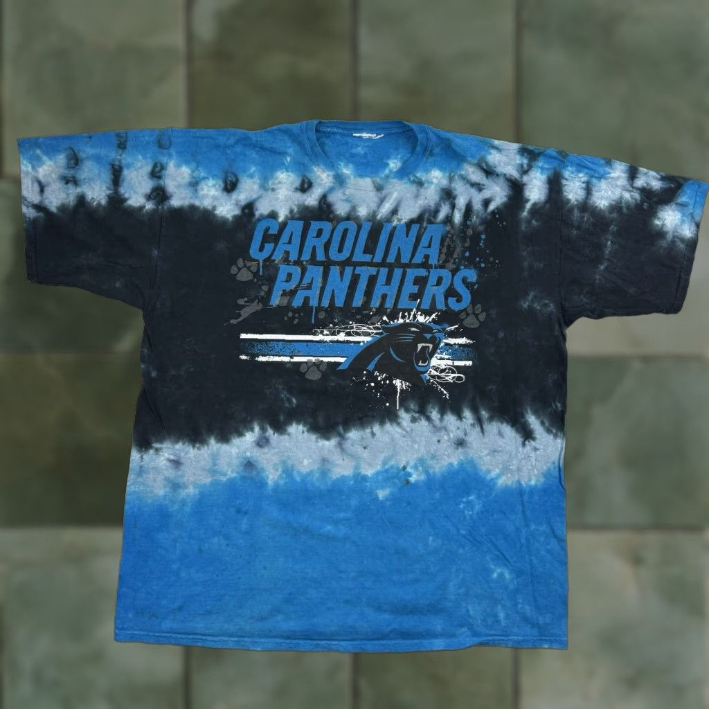 NFL VINTAGE NFL Carolina Panthers T-Shirt Adult XL Blue Tie Dye Graphic Print Y2K Football Mens Size US XL / EU 56 / 4 - 1 Thumbnail
