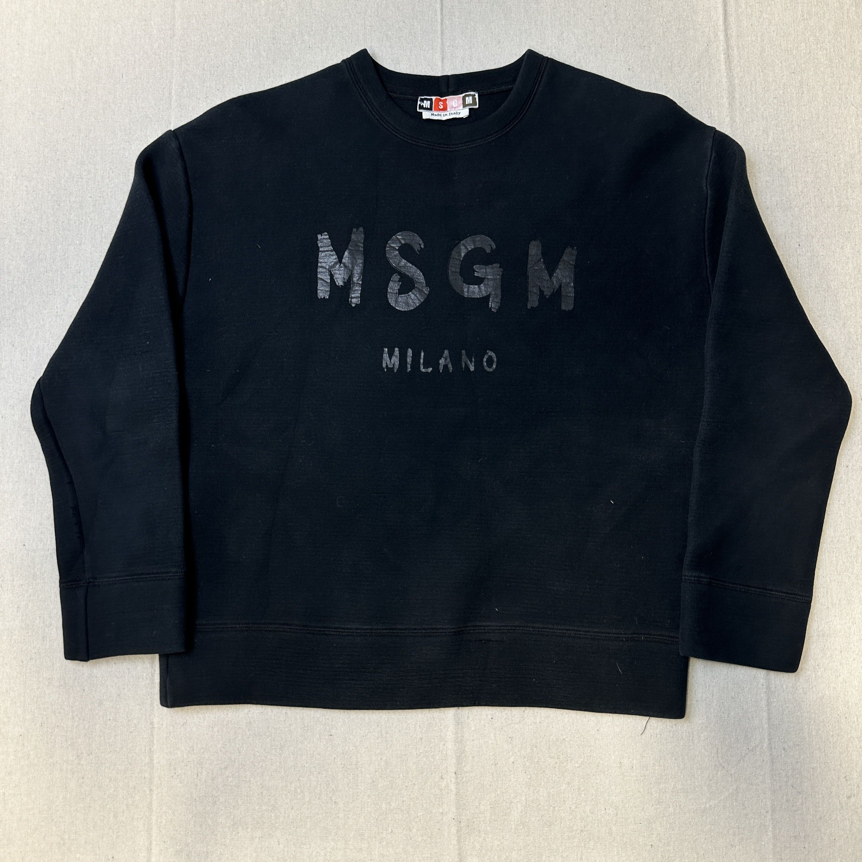 MSGM Vintage MSGM Milano Logo Black Sweatshirt Size 54 Size US L / EU 52-54 / 3 - 1 Thumbnail
