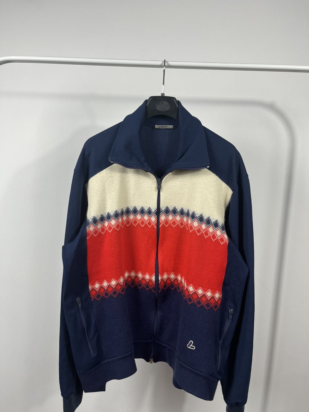 Other Vintage Loffler wool blend zip-up jacket navy red white Size US L / EU 52-54 / 3 - 2 Thumbnail