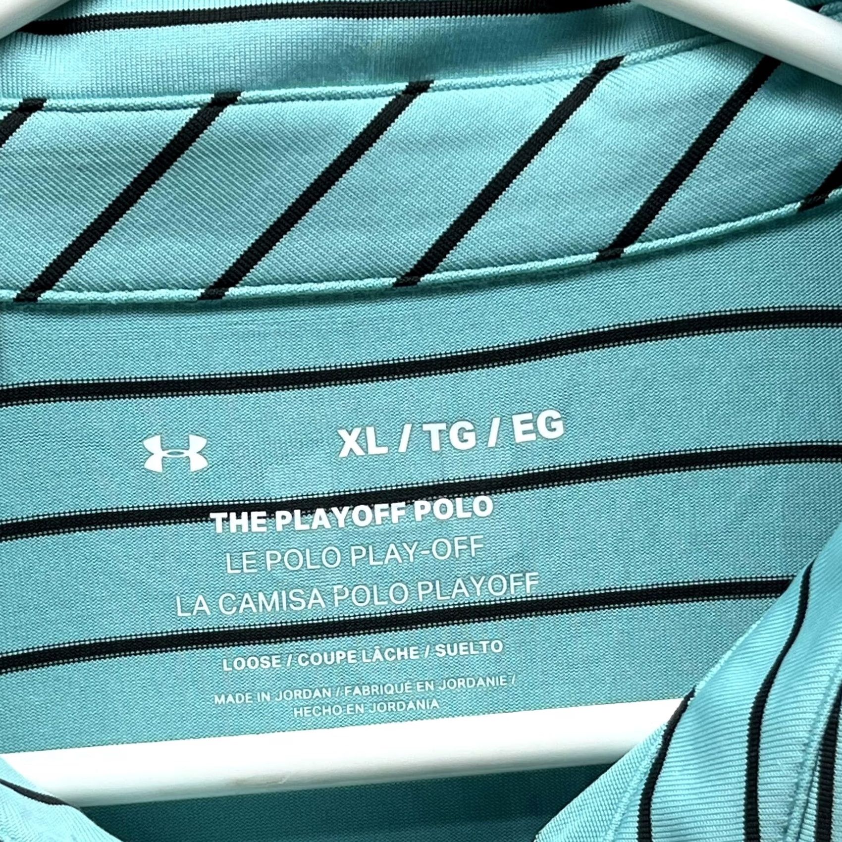 Under Armour Under Armour The Playoff Polo Shirt Mens XL Blue Stripe Golf Loose Fit Stretch Shirt Size US XL / EU 56 / 4 - 5 Thumbnail