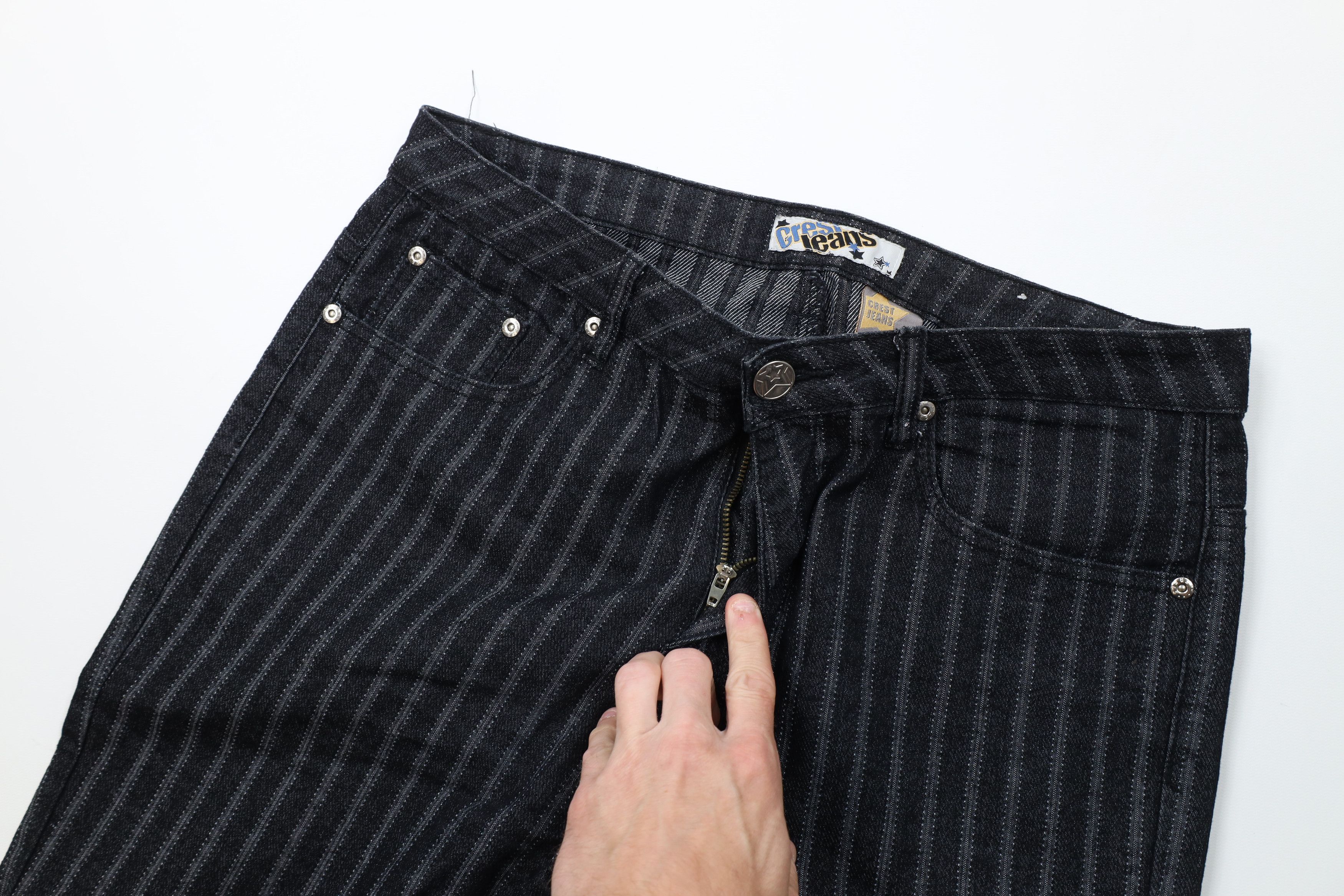 Vintage Vintage 90s Y2K Streetwear Striped Flared Wide Leg Jeans Size 36" / US 14 / IT 50 - 6 Thumbnail